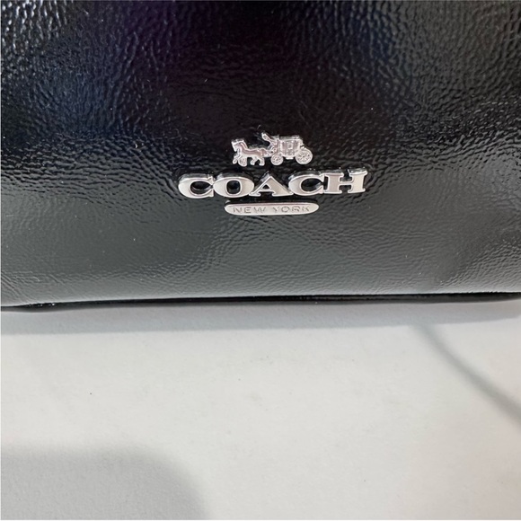 Coach Mini Hadley Crinkle Black Patent Leather Crossbody Bag Silver NWT - Picture 6 of 11